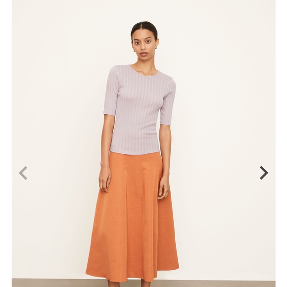 VINCE Ribbed Elbow Sleeve Crew Neck Top - Picture 3 of 16